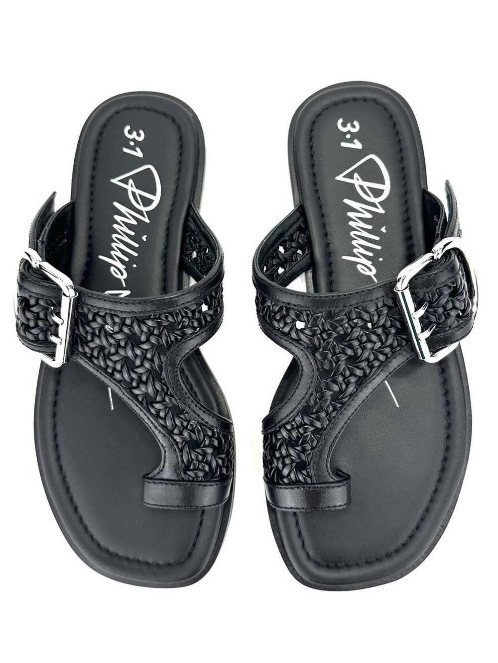 3.1 Phillip Lim Macramé Toe Loop Sandal Size 7 Black Leather Designer Luxury NWT